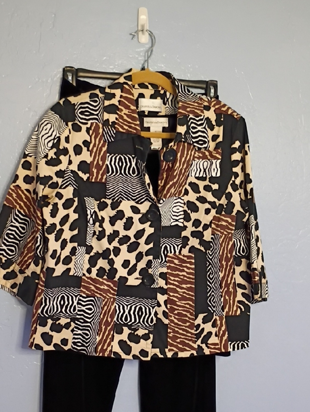 Animal Print Boxy Blazer Only - Beige Brown Black Office To Evening Causal